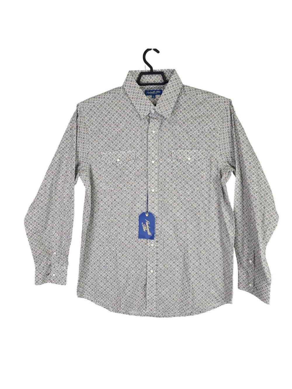 Mens Panhandle Slim Western Geometric Print Shirt Long Sleeve 100% Cotton Size L